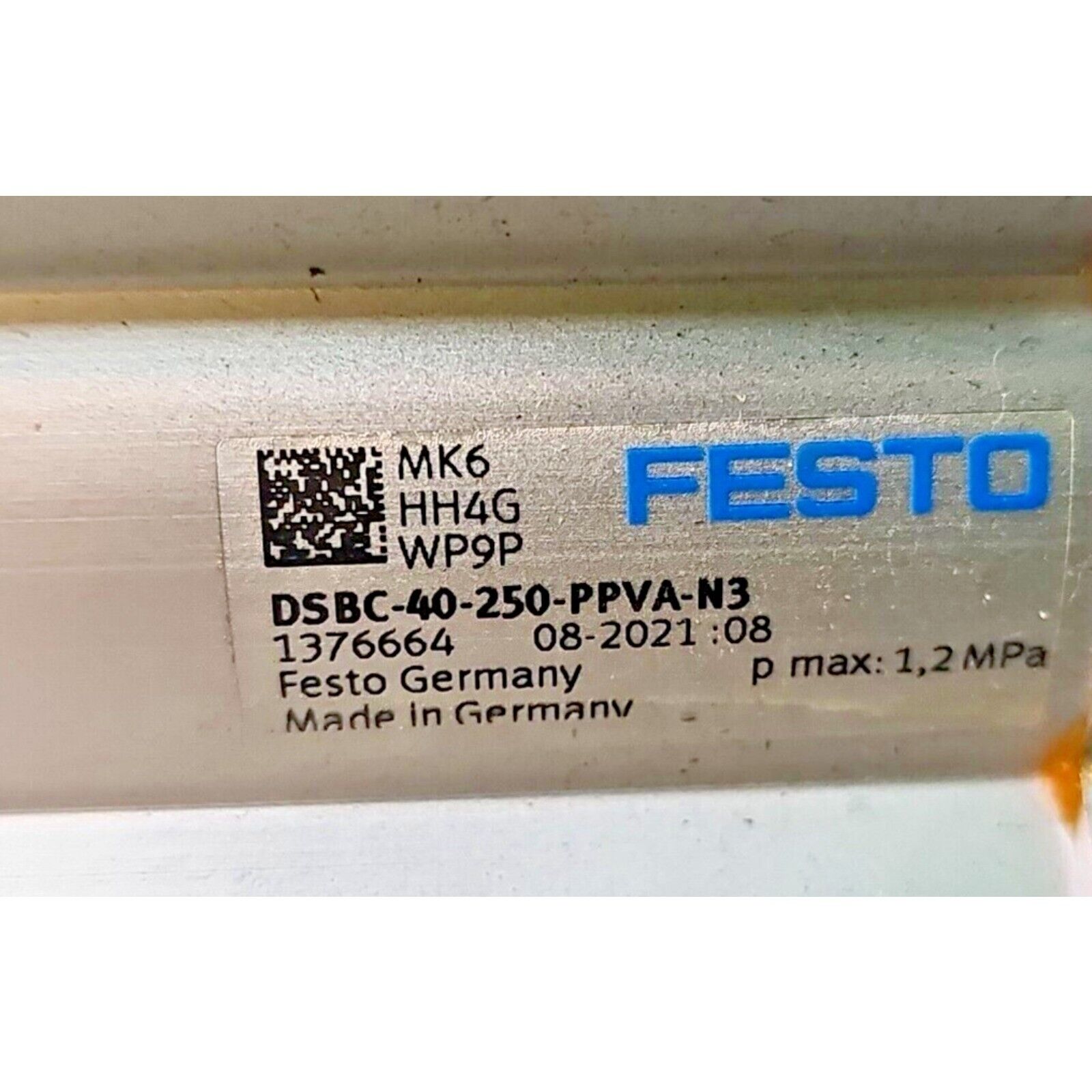 Festo DSBC-40-250-PPVA-N3 ISO cylinder. Industrial automation part with specific model number and specifications.