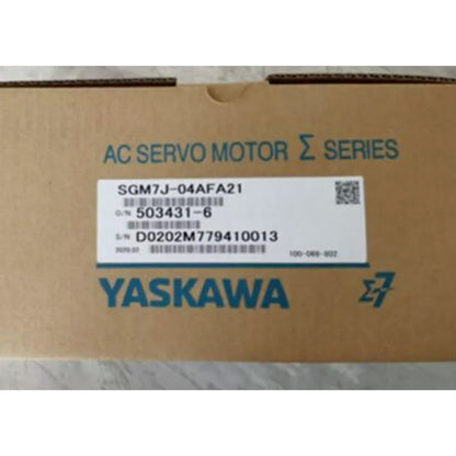 YASKAWA SGM7J-04AFA21 AC Servo Motor box, industrial automation equipment.