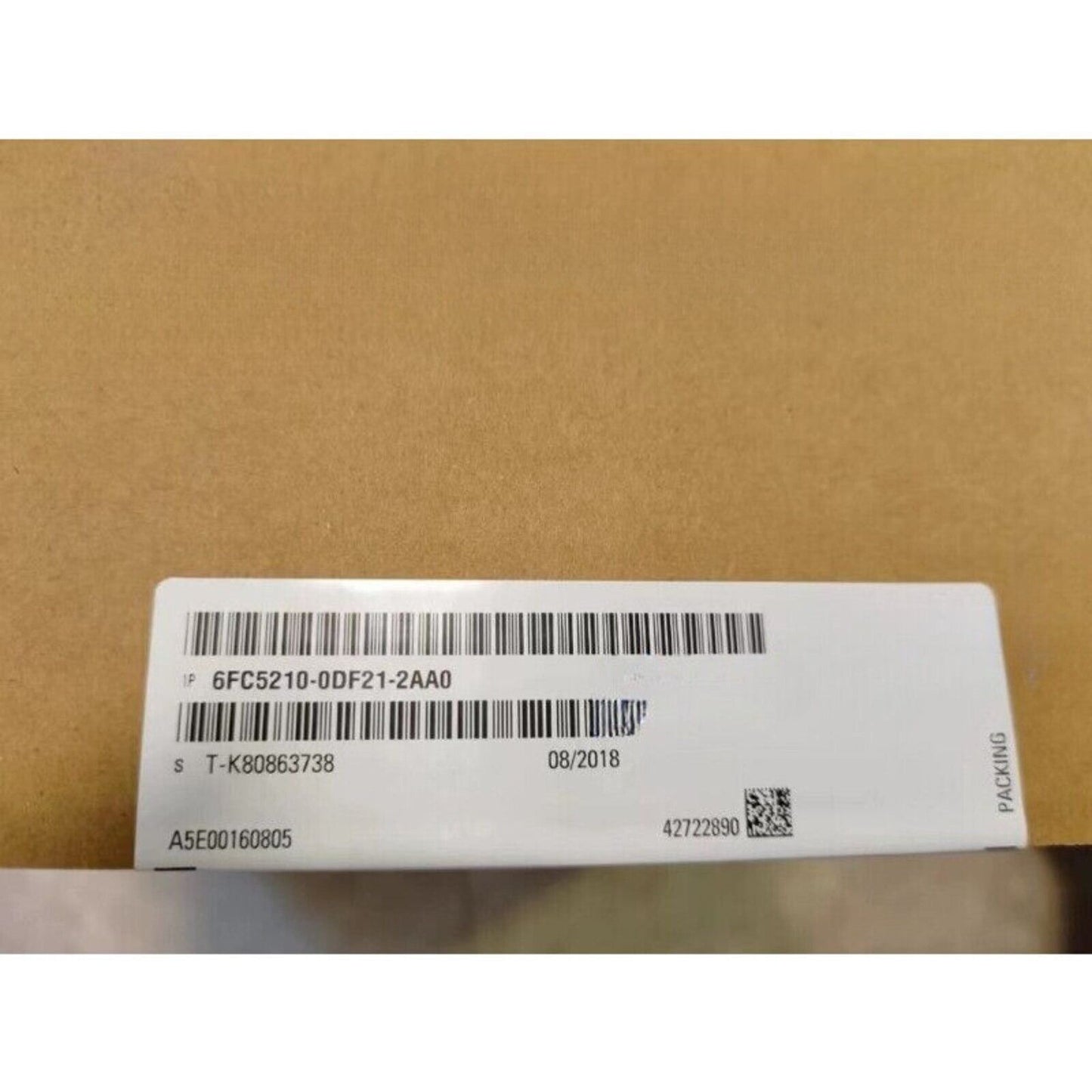 Siemens industrial automation part packaging with product information label, 6FC5210-0DF21-2AA0