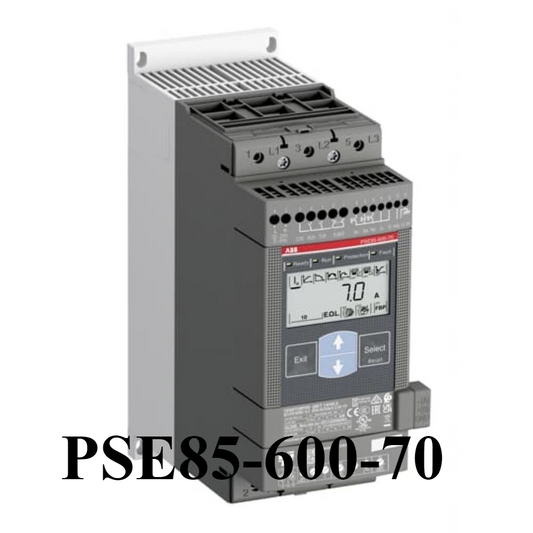 ABB PSE85-600-70 soft starter. Industrial automation equipment.
