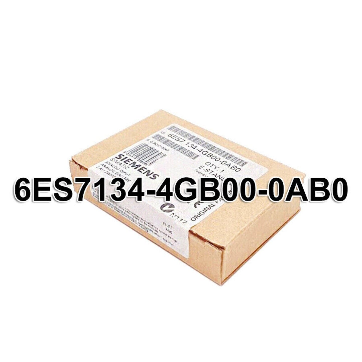 Siemens SIMATIC S7-1200 6ES7134-4GB00-0AB0 Electronic Module product box, with key product code on the box.