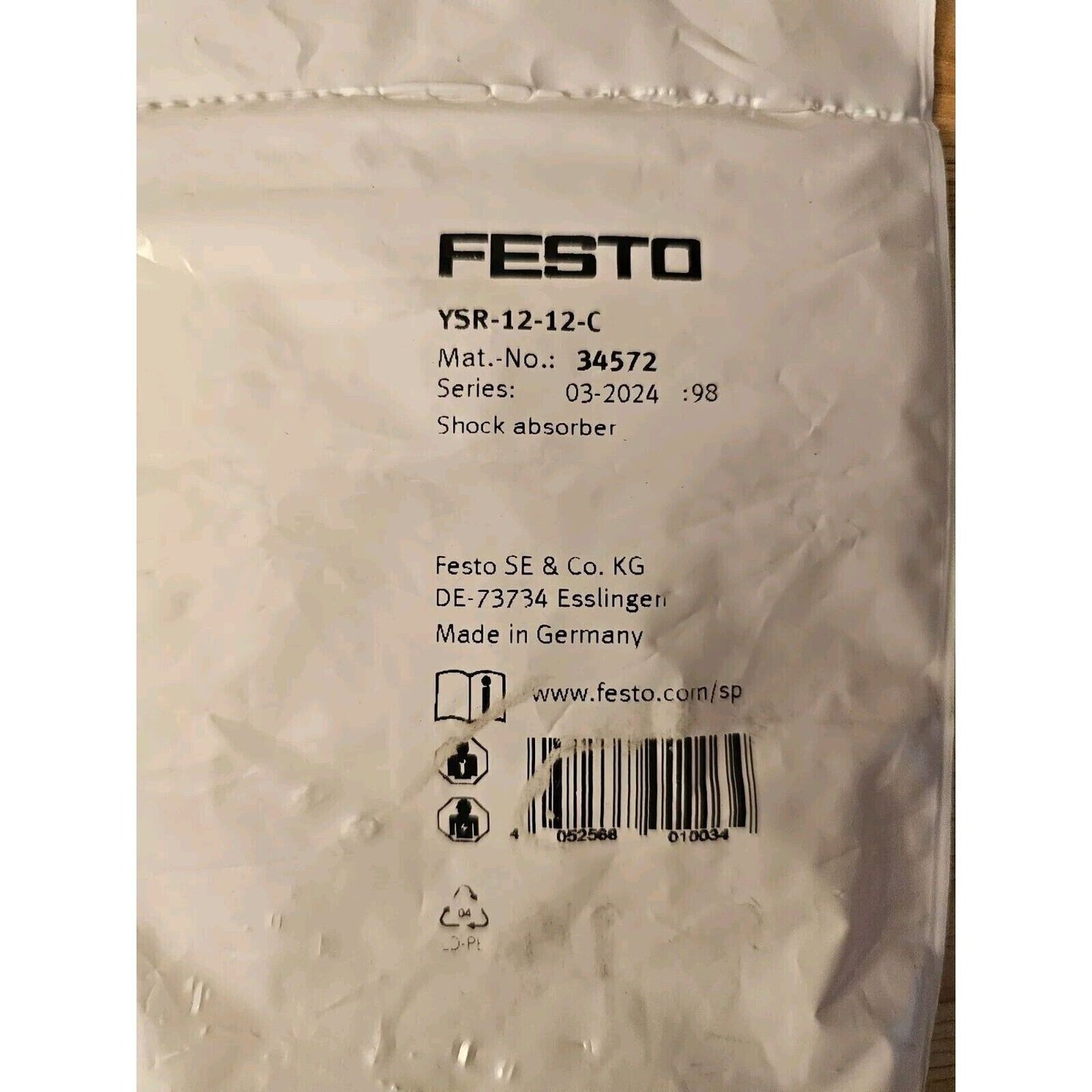 FESTO YSR-12-12-C shock absorber packaging, product details, industrial automation parts