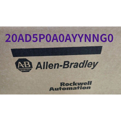 Allen-Bradley PowerFlex 70 AC Drive product packaging, model 20AD5P0A0AYYNNG0, Rockwell Automation