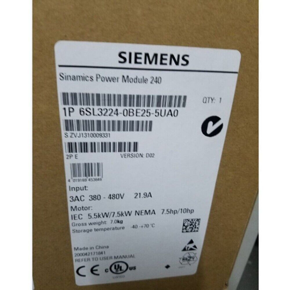Siemens SINAMICS G120 PM240 power module 6SL3224-0BE25-5UA0, 3AC 380-480V input, industrial automation part
