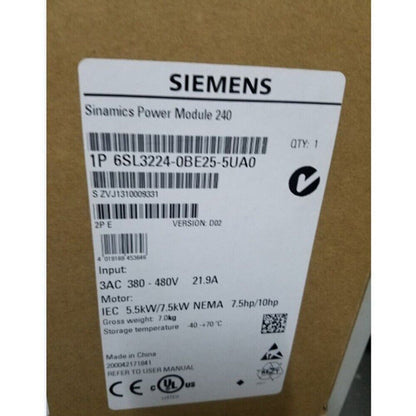 Siemens SINAMICS G120 PM240 power module 6SL3224-0BE25-5UA0, 3AC 380-480V input, industrial automation part