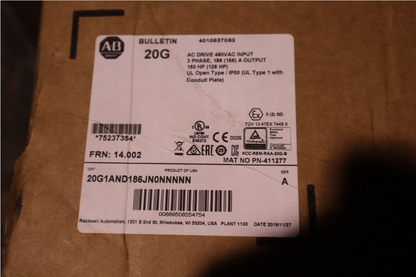 Allen-Bradley 20G1AND186JN0NNNNN VFD, 180 HP, 480V, NEW IN BOX, industrial automation part