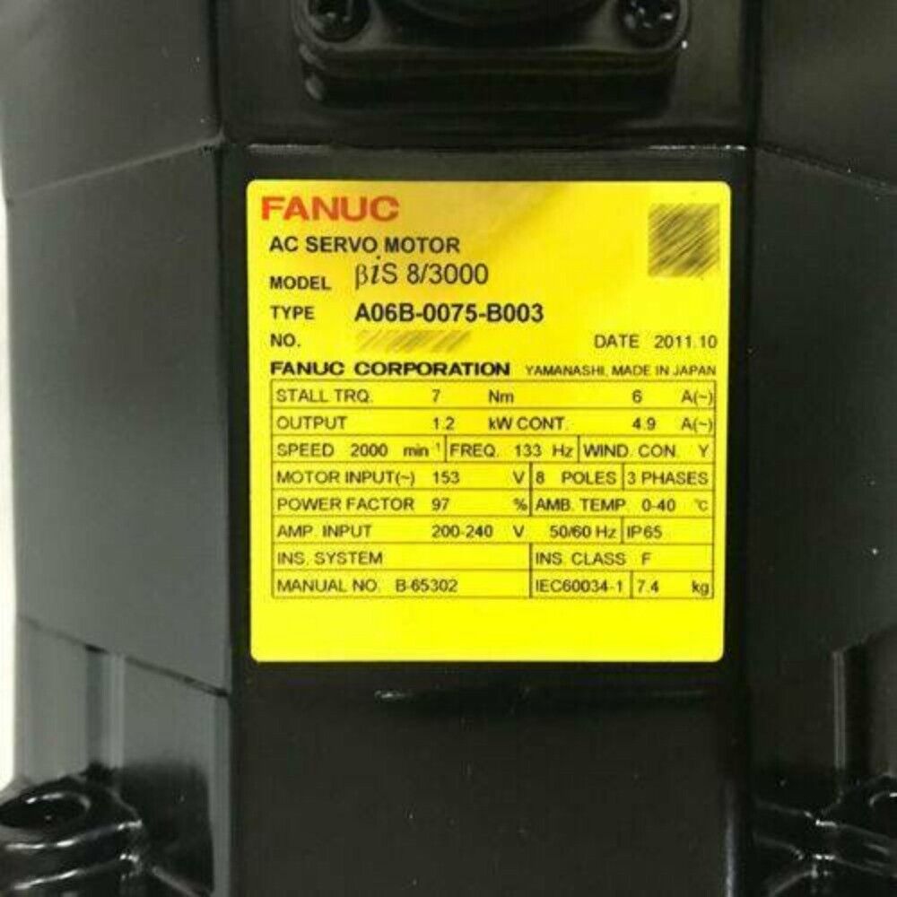 FANUC A06B-0075-B003 AC Servo Motor Label, Industrial Automation Part
