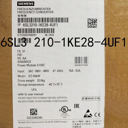 Siemens SINAMICS G120C Frequency Converter, 6SL3210-1KE28-4UF1 PLC Module, Industrial Automation Part