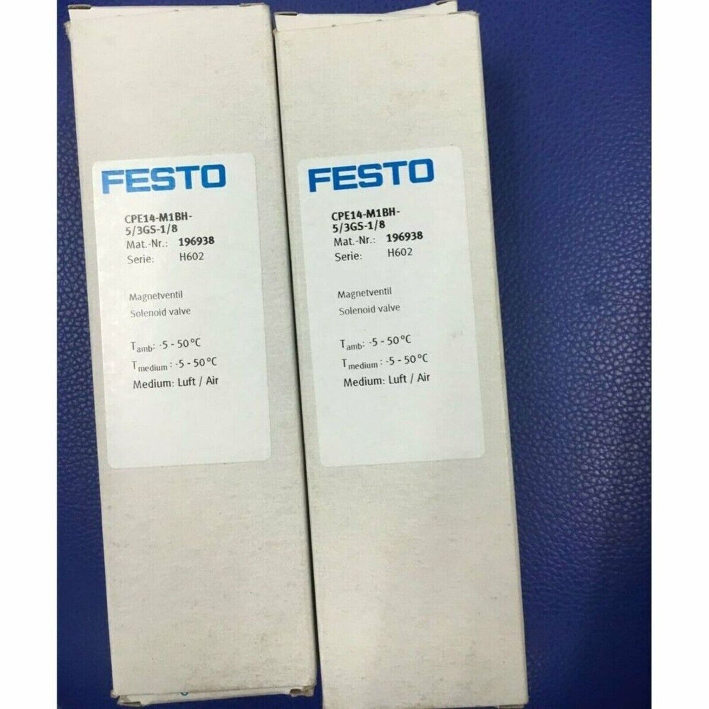 FESTO CPE14-M1BH-5/3GS-1/8 Solenoid Valve packaging, product label with technical specifications