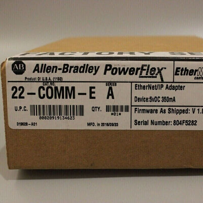 Allen-Bradley 22-COMM-E SER A PowerFlex Ethernet/IP Comm Adapter, PLC module, industrial automation component.