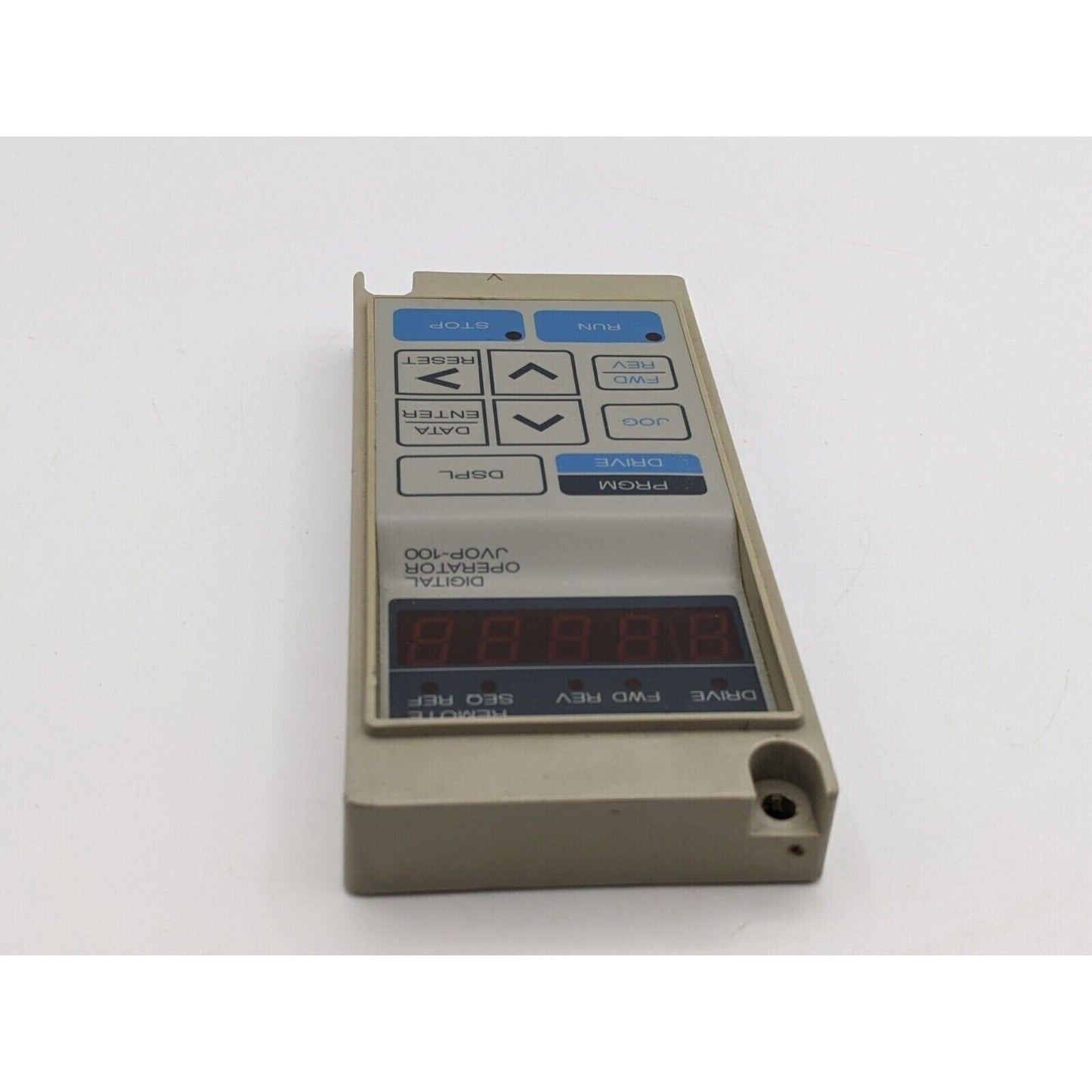 Yaskawa JVOP-100 Digital Operator Keypad, beige, with LED display and function buttons.