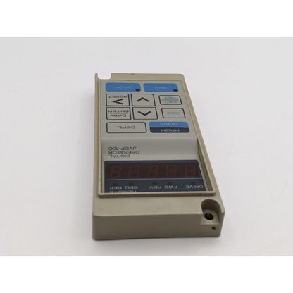 Yaskawa JVOP-100 Digital Operator Keypad, beige, with LED display and function buttons.