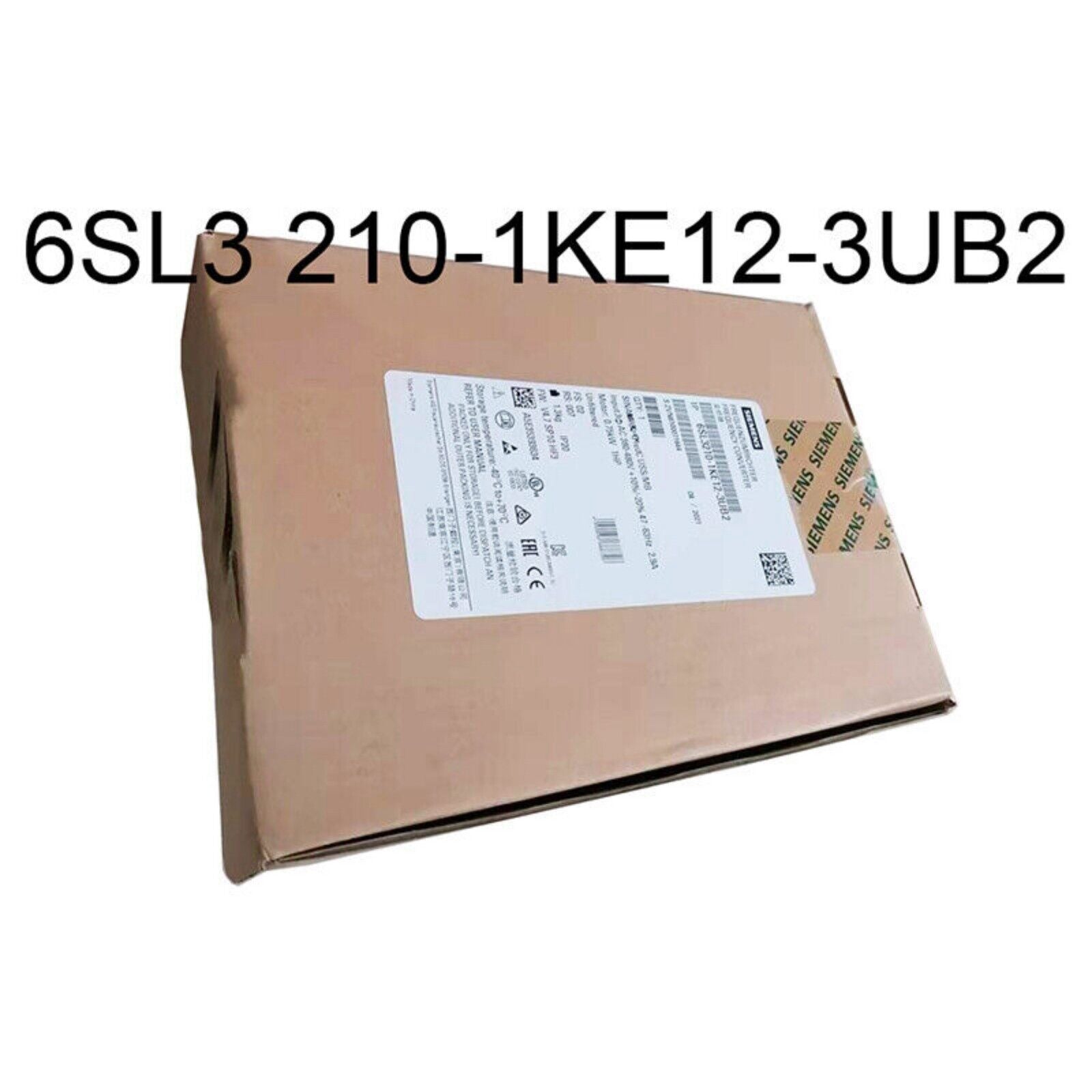 Siemens SINAMICS G120C frequency converter 6SL3210-1KE12-3UB2 in original packaging, industrial automation part.