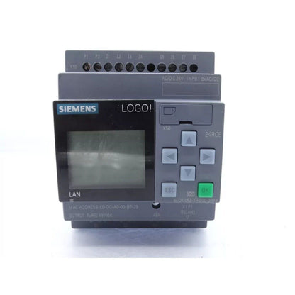 Siemens LOGO! 24RCE Logic Module, gray PLC controller with display and buttons for industrial automation.