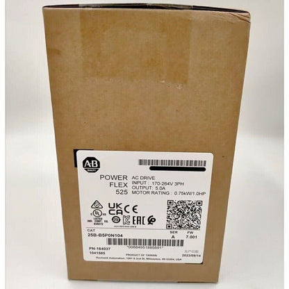 Allen-Bradley PowerFlex 525 AC Drive Box - 25B-B5P0N104, 0.75kW/1.0HP, industrial motor control