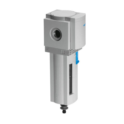 Festo MS4-LF-1/4-CRM compressed air filter, industrial automation part with blue switch, white and gray