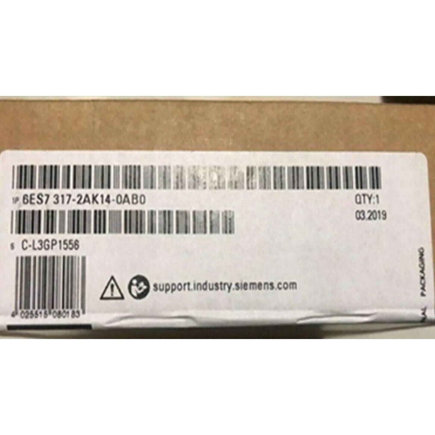 Siemens SIMATIC S7-300 CPU part label with product code 6ES7 317-2AK14-0AB0, industrial automation.