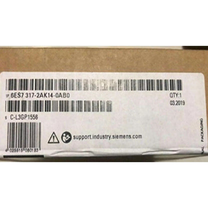 Siemens SIMATIC S7-300 CPU part label with product code 6ES7 317-2AK14-0AB0, industrial automation.