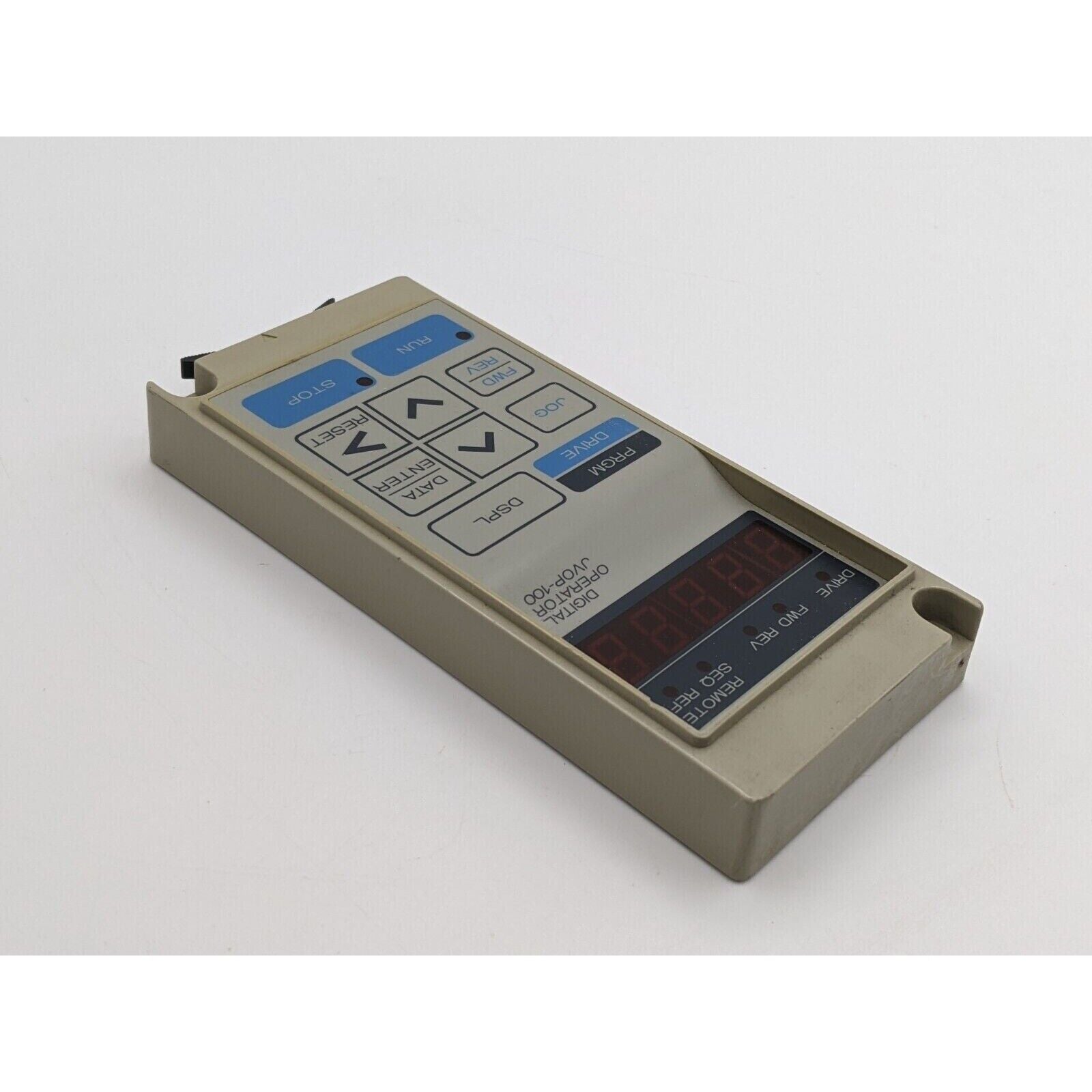 Yaskawa JVOP-100 Digital Operator Keypad with buttons and LED display, beige color, for Varispeed Series.
