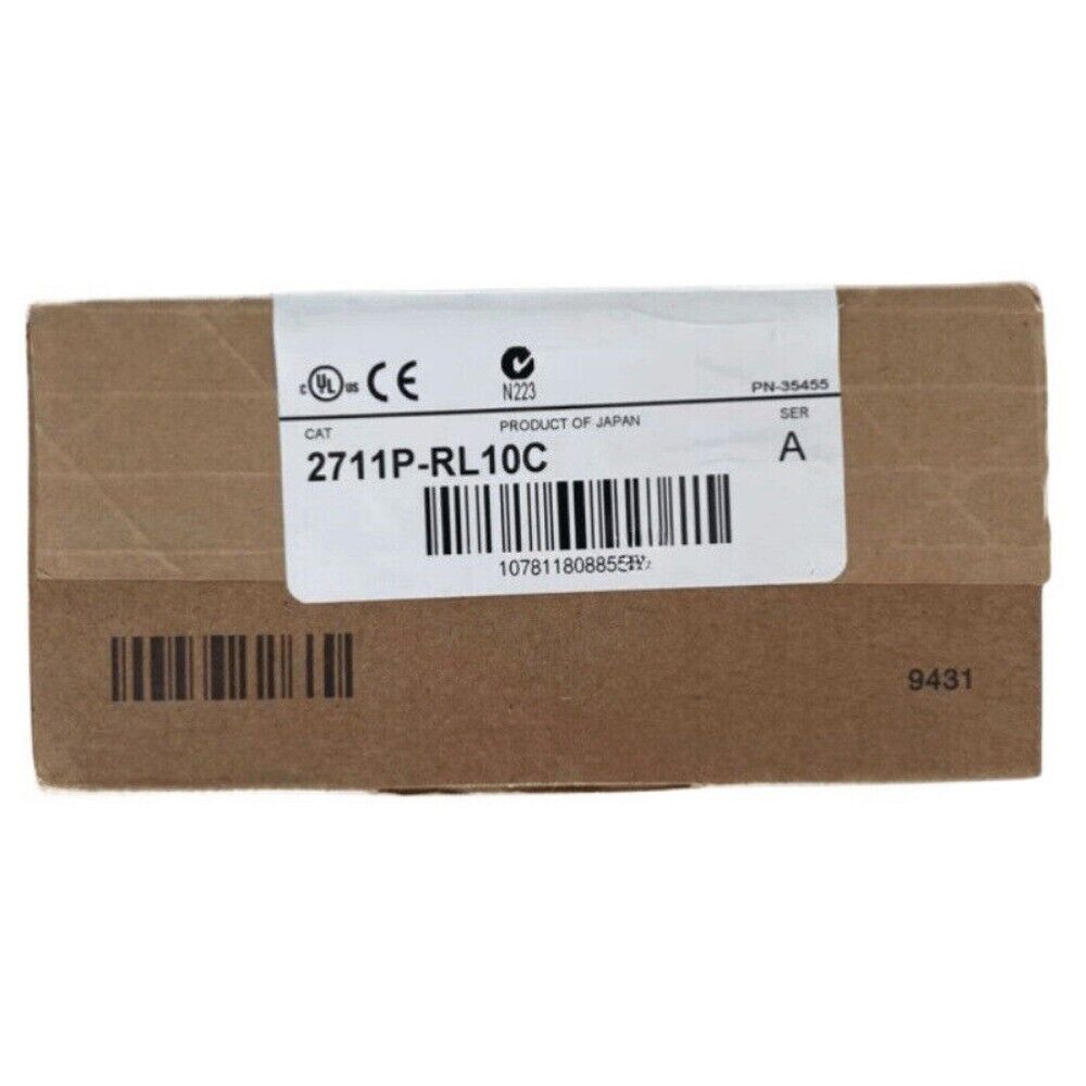 Allen-Bradley 2711P-RL10C PLC in its original packaging, Product of Japan.