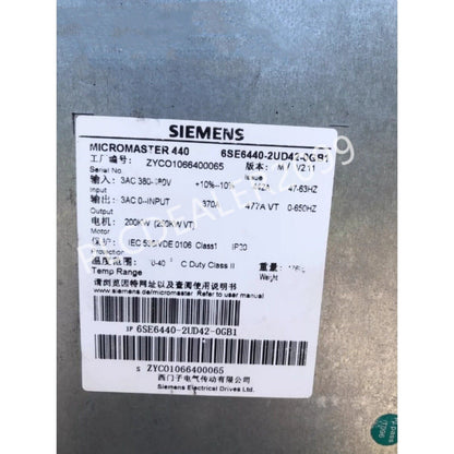 Siemens MICROMASTER 440 inverter 6SE6440-2UD42-0GB1, 200KW industrial drive part