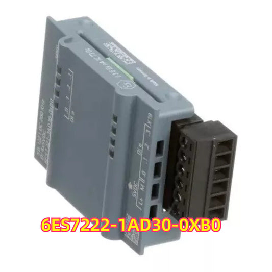 Siemens S7-1200 6ES7222-1AD30-0XB0 digital output module, gray plastic housing with black connectors, industrial part.