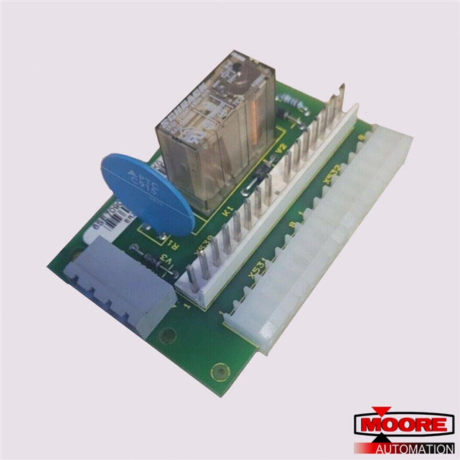 Green circuit board with connectors and relays for Siemens SIMOVERT Master Drives module.