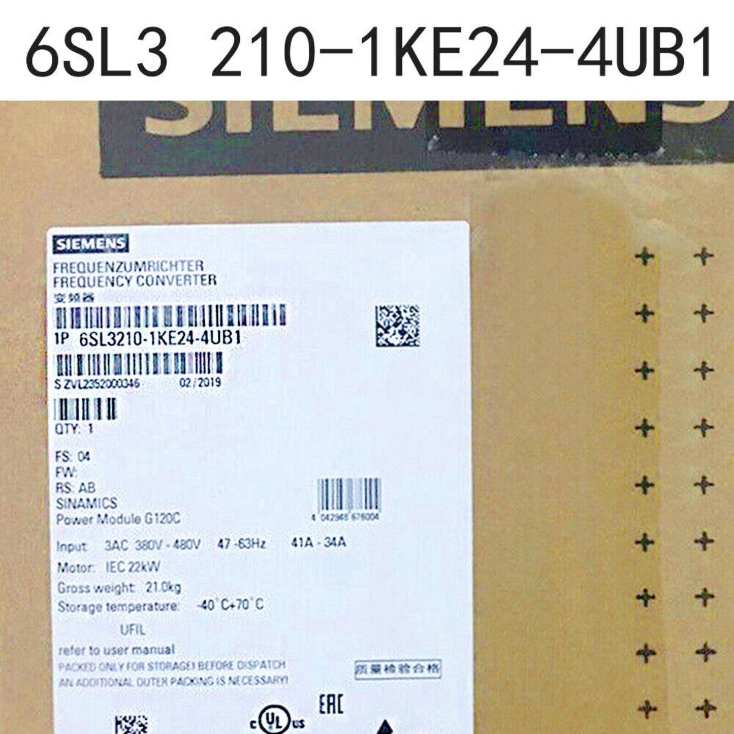 PLC | Siemens | 6SL3 210-1KE24-4UB1 6SL3210-1KE24-4UB1 SINAMICS G120C Inverter