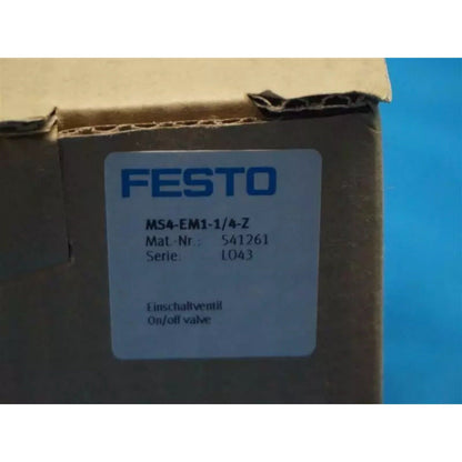 Festo MS4-EM1-1/4-Z on/off valve label, product 541261, industrial automation component.