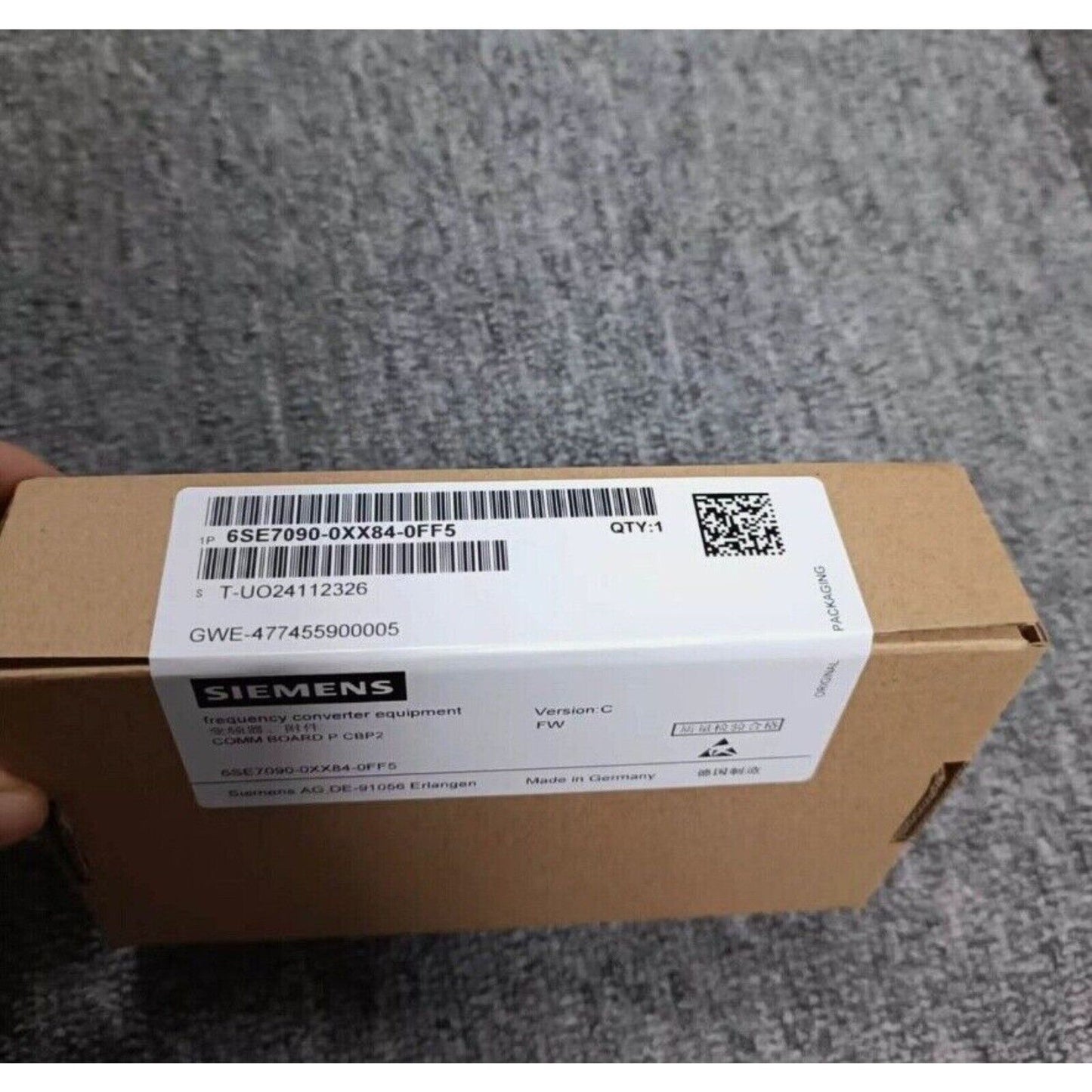 Siemens 6SE7090-0XX84-0FF5 frequency converter equipment packaging, Made in Germany