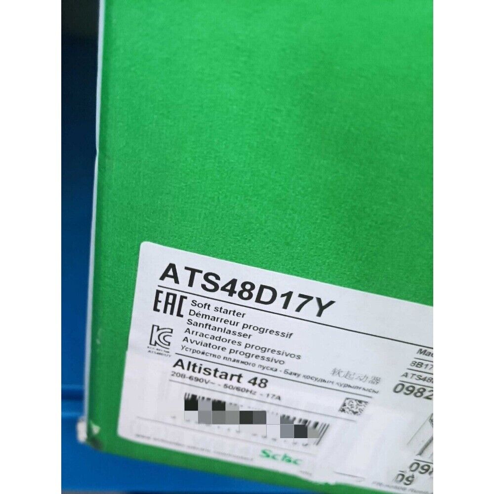 Schneider ATS48D17Y Soft Starter, industrial automation equipment, green box