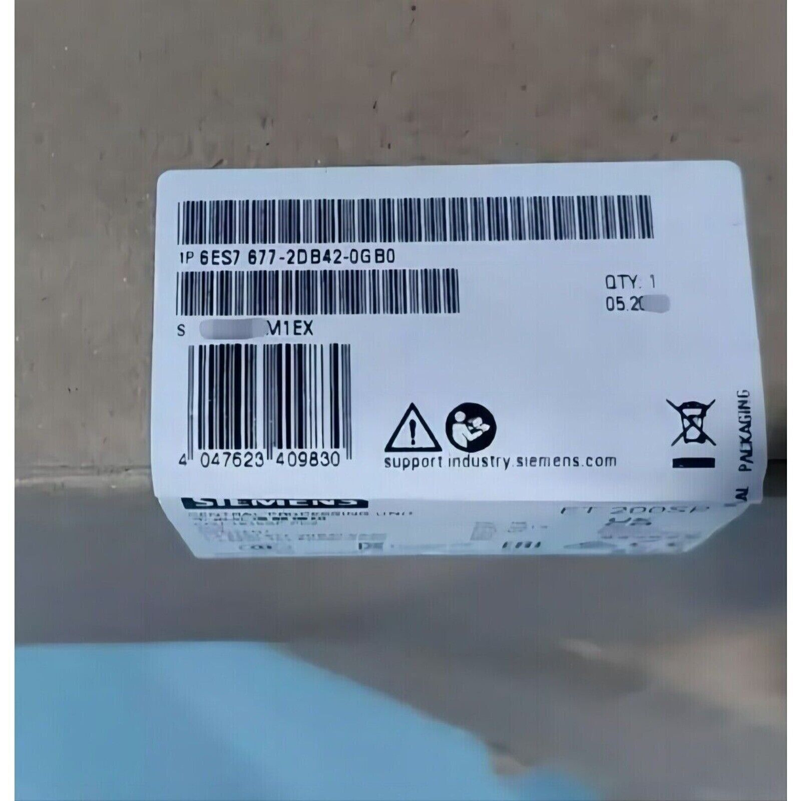 Siemens ET 200SP module label with part number and barcode