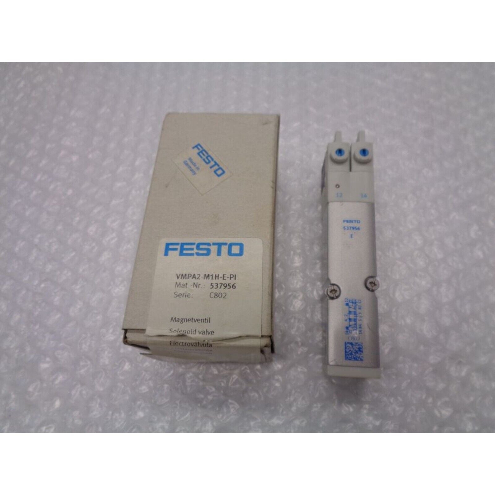Festo VMPA2-M1H-E-PI 537956 valve, grey industrial solenoid valve with original packaging, industrial automation part