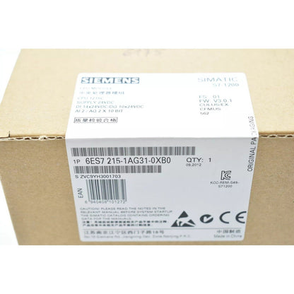 Siemens SIMATIC S7-1200 CPU Module 6ES7215-1AG31-0XB0, Industrial Automation Part