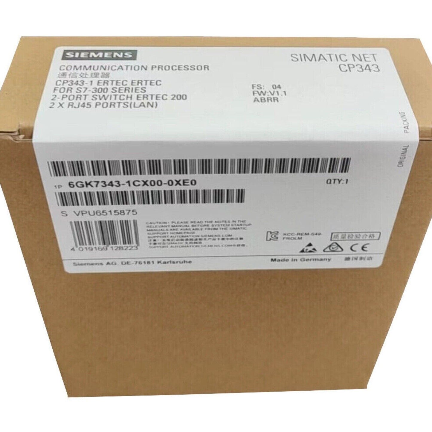 Siemens SIMATIC NET CP343 Communication Processor, 6GK7343-1CX00-0XE0, Industrial Automation Part