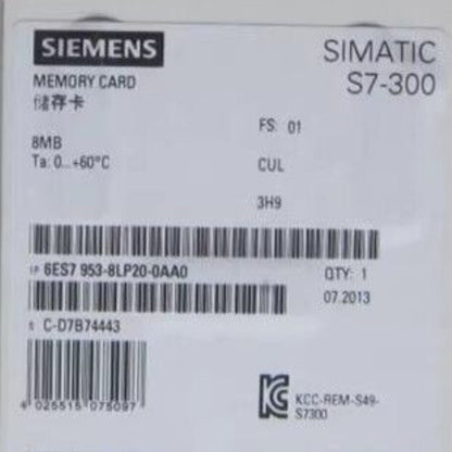 Siemens SIMATIC S7-300 Memory Card 8MB, 6ES7 953-8LP20-0AA0, industrial automation part.