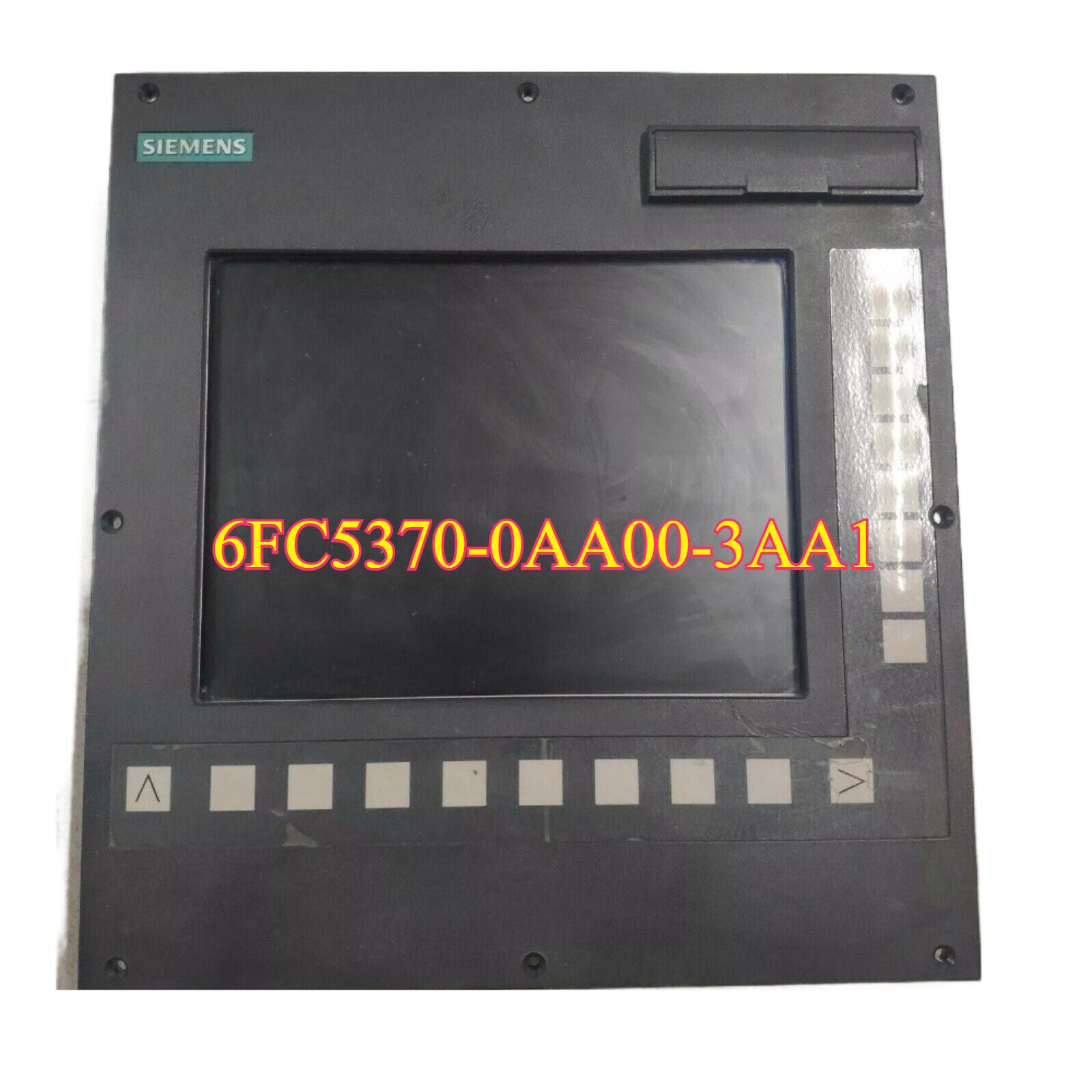 Siemens 6FC5370-0AA00-3AA1 SINUMERIK 802D sl control panel. Black housing with control buttons and display screen
