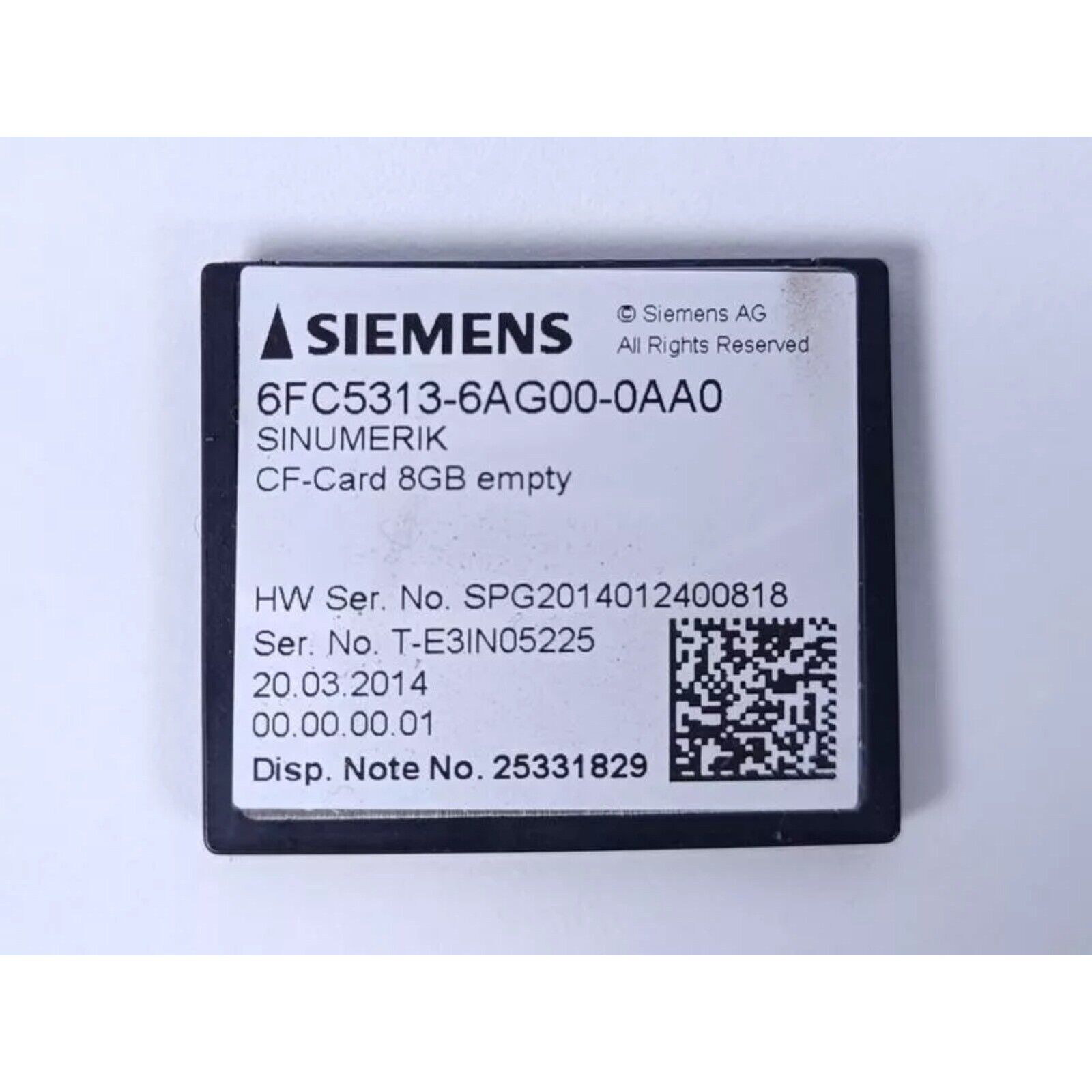 Siemens 6FC5313-6AG00-0AA0 CF-Card 8GB empty, SINUMERIK industrial automation part