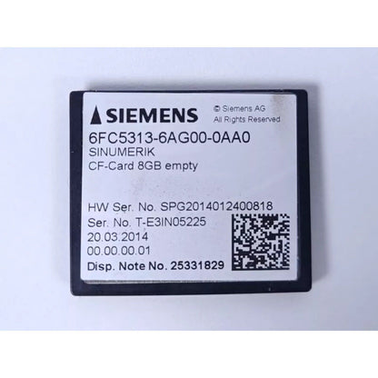 Siemens 6FC5313-6AG00-0AA0 CF-Card 8GB empty, SINUMERIK industrial automation part
