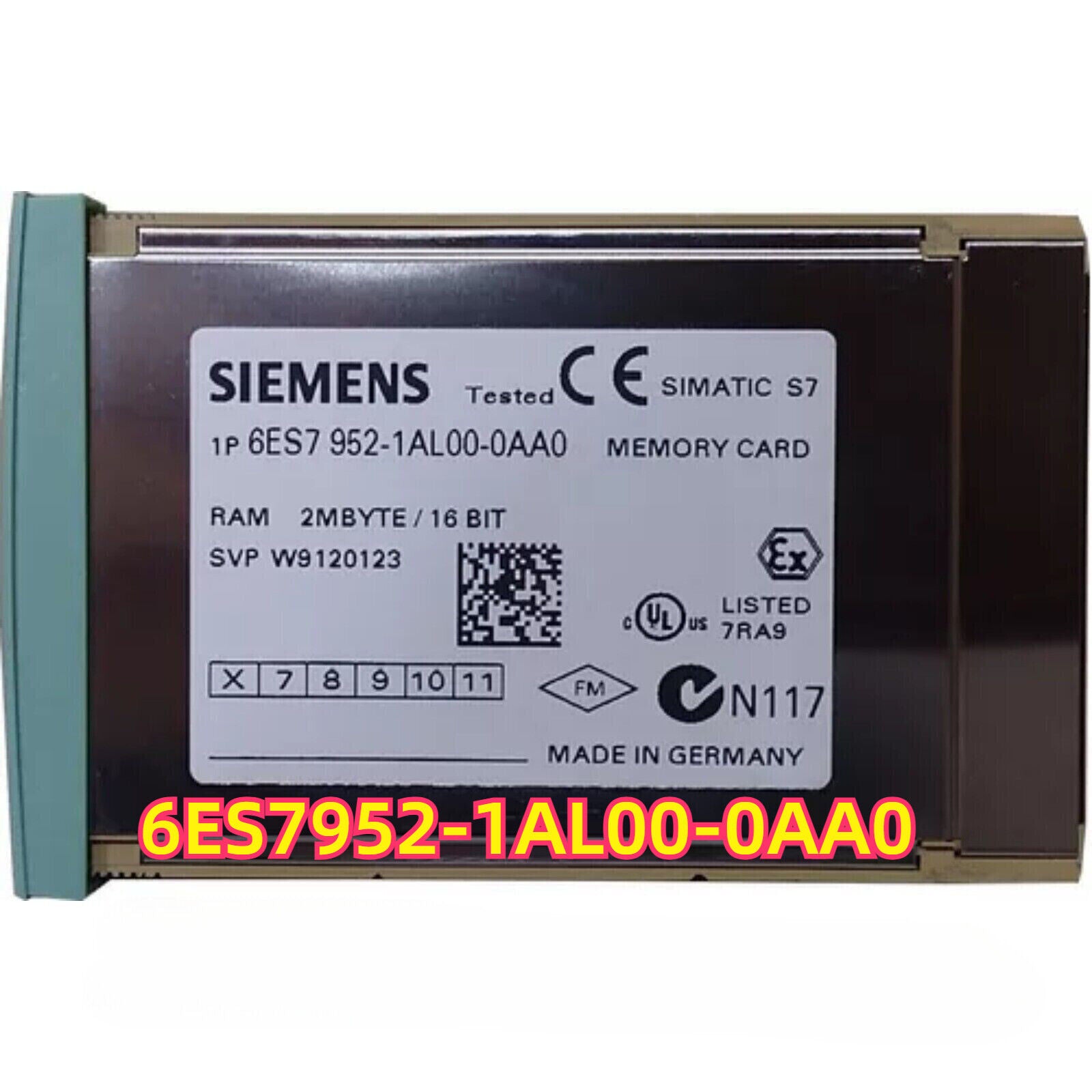 Siemens SIMATIC S7 memory card, 6ES7 952-1AL00-0AA0, 2MBYTE/16 BIT, tested and certified.