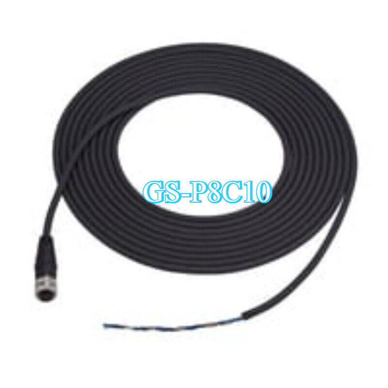 Keyence GS-P8C10 Cable, black, with connector and exposed wires, 10M length, for sensor.