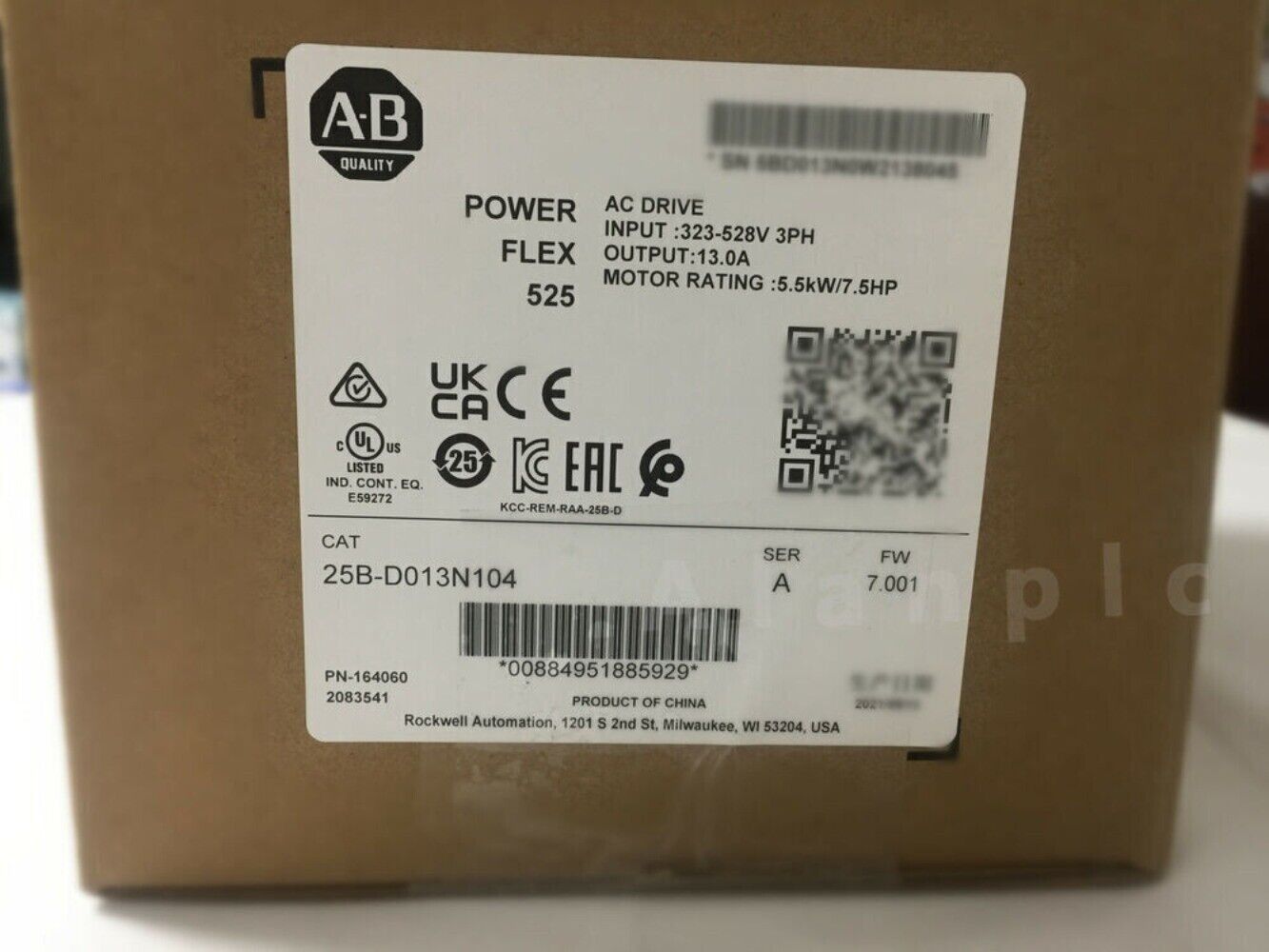 2022 Allen-Bradley PowerFlex 525 AB 25B-D013N104 AC Drive !AB 25B-D013N104