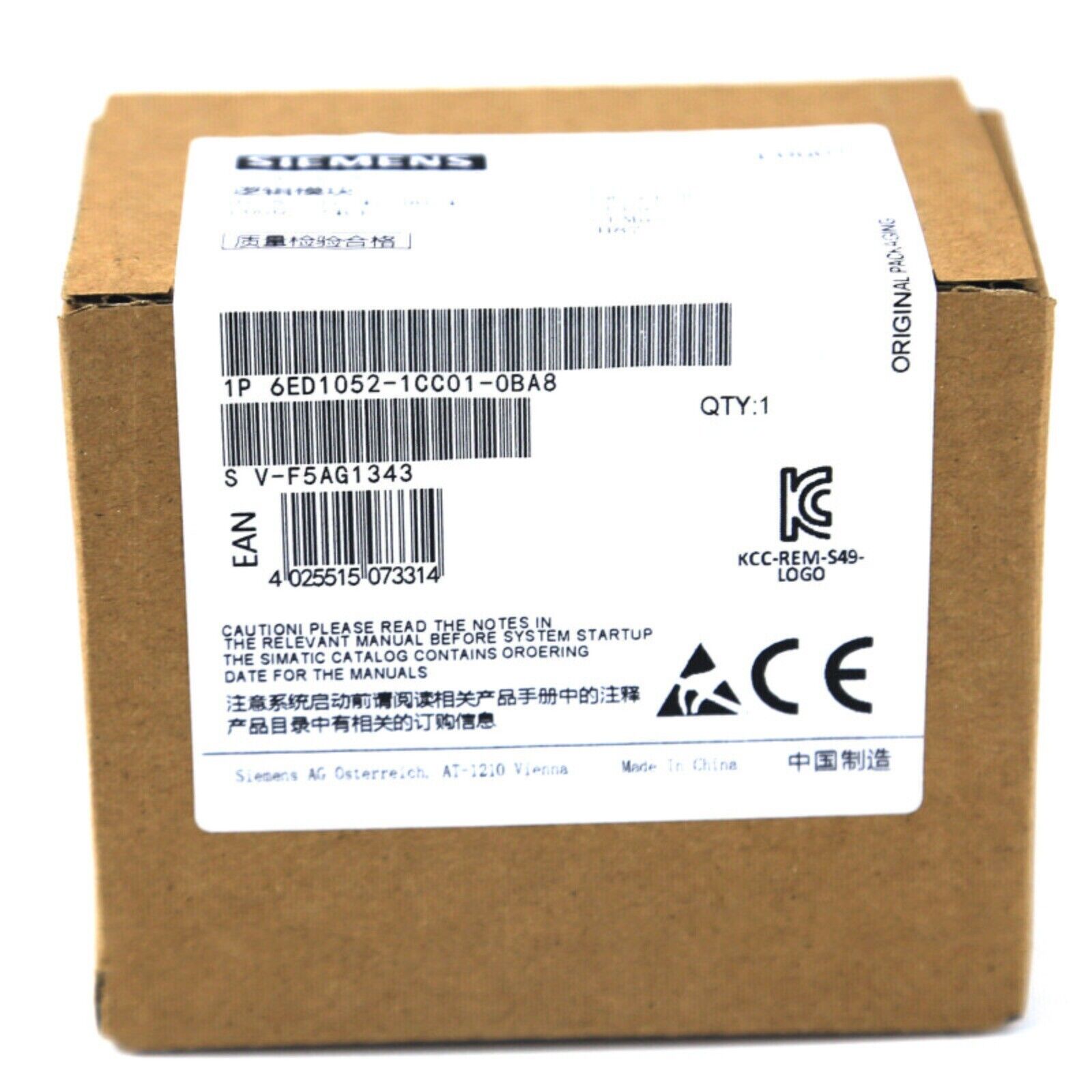 Siemens LOGO! 24CE logic module packaging, model 6ED1052-1CC01-0BA8, original box