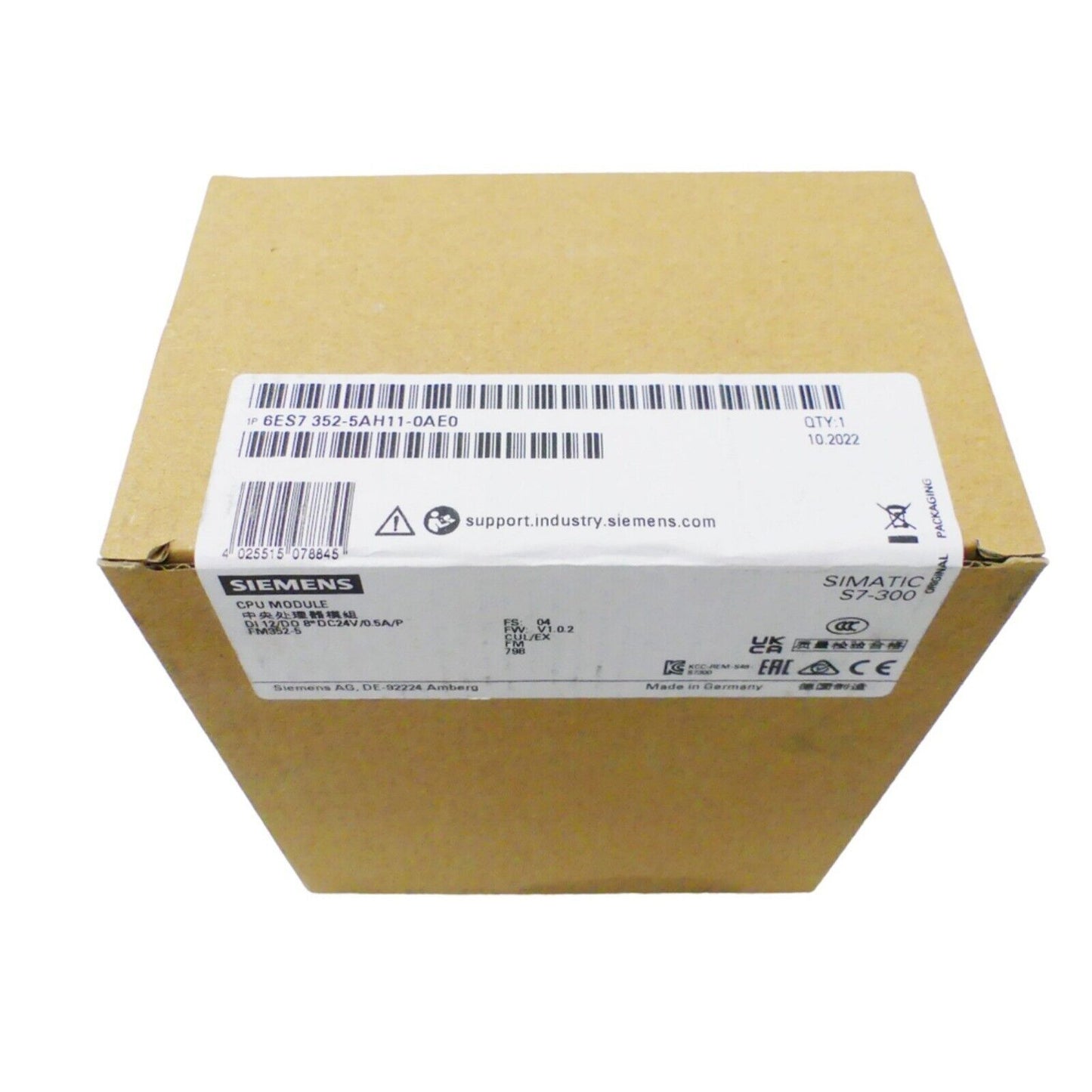 Siemens SIMATIC S7-300 CPU Module in Packaging, 6ES7 352-5AH11-0AE0
