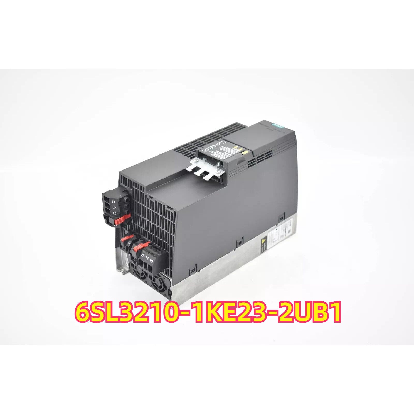 Siemens SINAMICS G120C PLC module, model 6SL3210-1KE23-2UB1, black and gray industrial automation equipment.