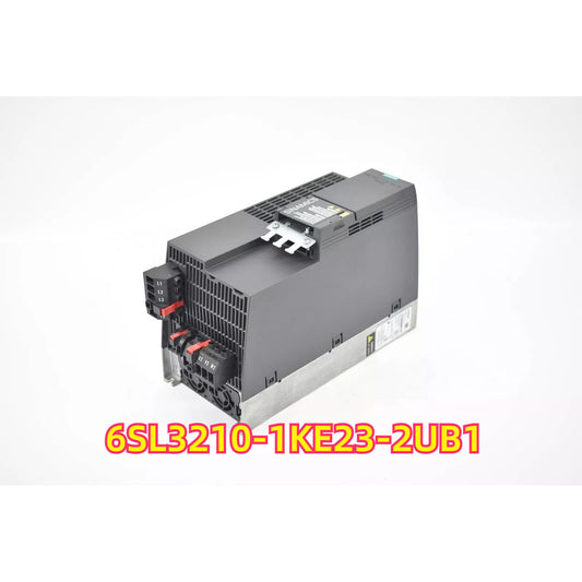 Siemens SINAMICS G120C PLC module, model 6SL3210-1KE23-2UB1, black and gray industrial automation equipment.