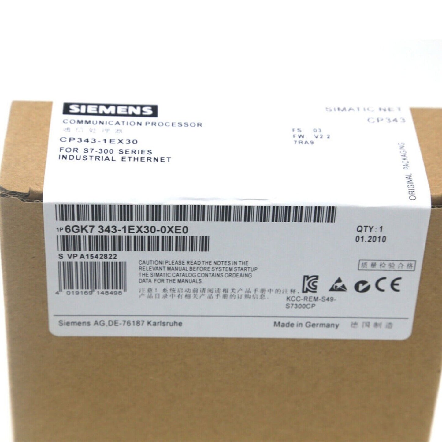 Siemens SIMATIC NET CP343-1EX30 Industrial Ethernet Communication Processor, 6GK7343-1EX30-0XE0, factory automation part.