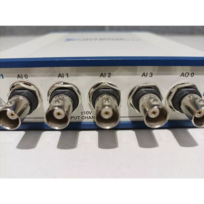 National Instruments USB-4431 device with BNC connectors, AI inputs labeled AI 0, AI 1, AI 2, AI 3 and AO 0.