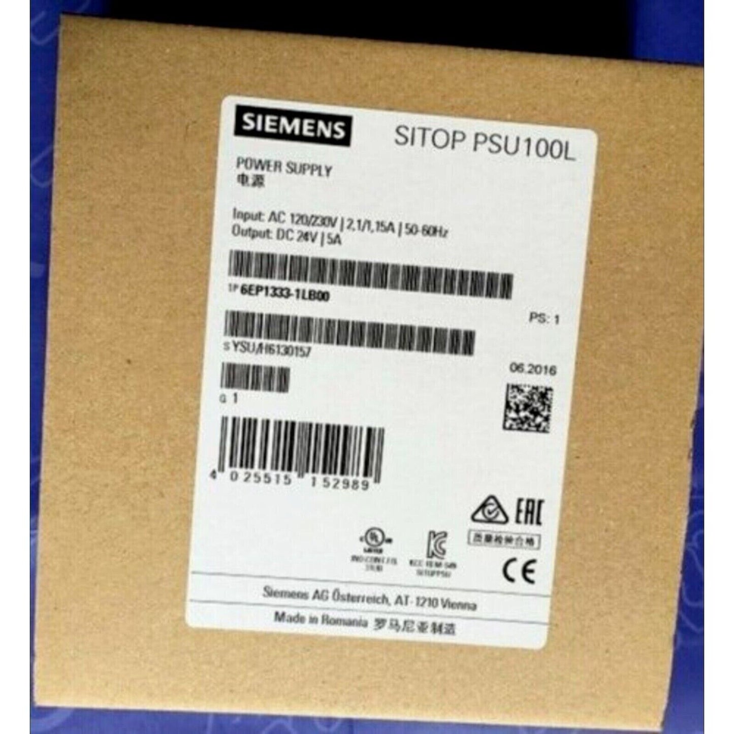 Siemens SITOP PSU100L power supply, 6EP1333-1LB00, industrial automation part, power supply box