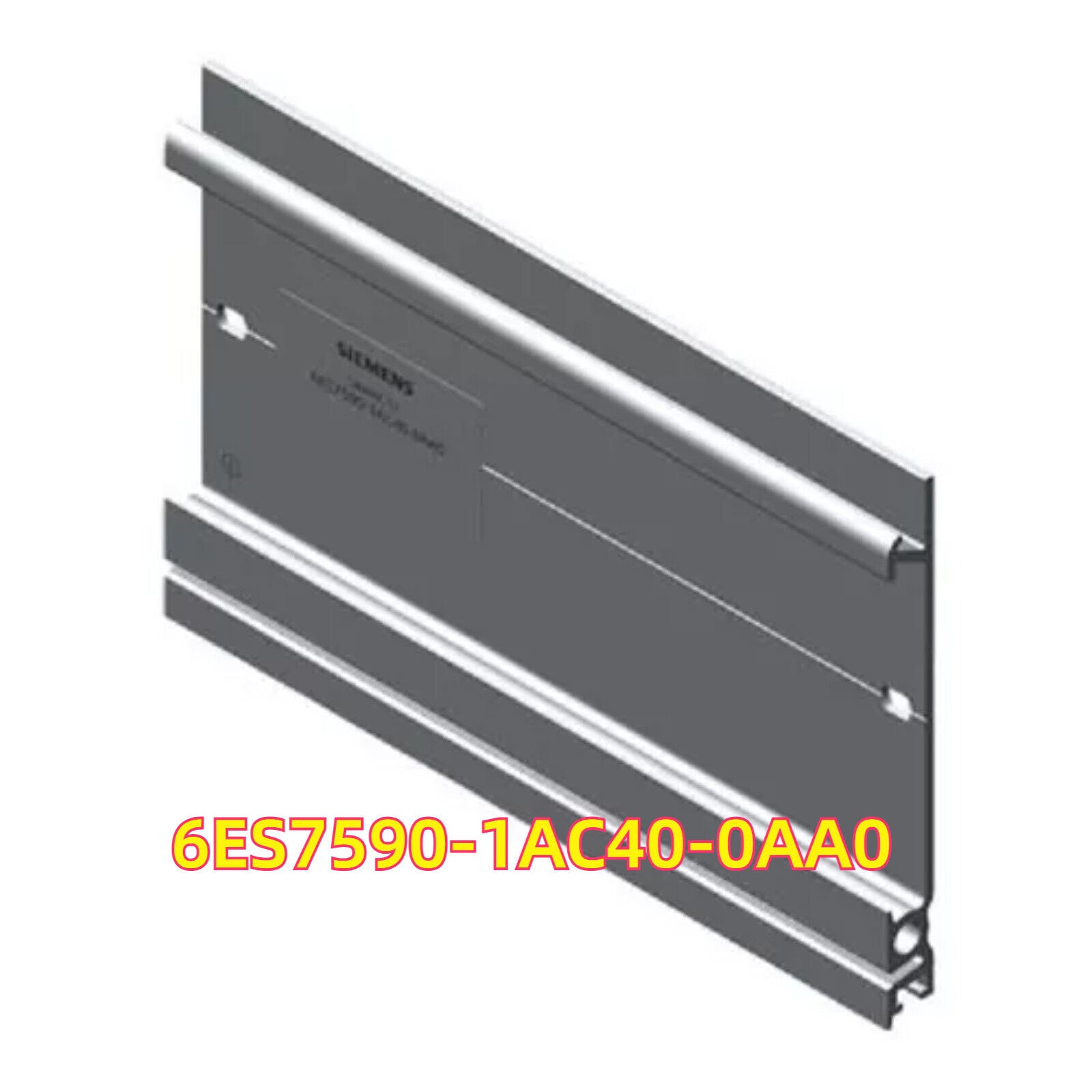 Siemens 6ES7 590-1AC40-0AA0 SIMATIC S7-1500 mounting rail, gray. Includes product model number.